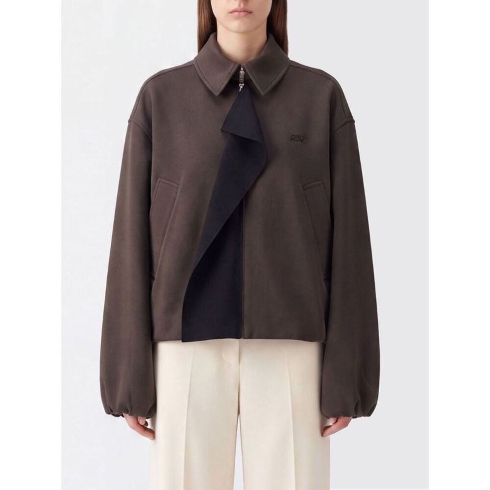 Loewe Women Cropped Wool-Blend Shirt Jacket Loewe With Zip Closure